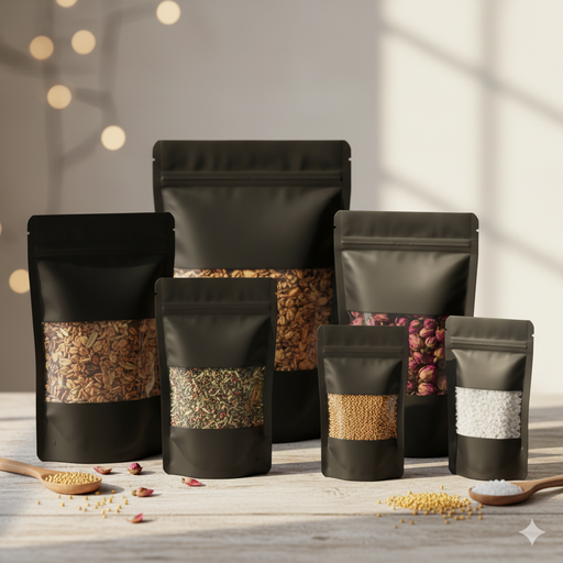 Black Stand Up Pouch Zip Lock (Multi-purpose Storage)