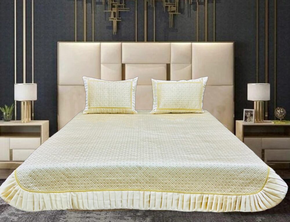 SILK QUILTED PLATED BEDSPREAD Shy Gold