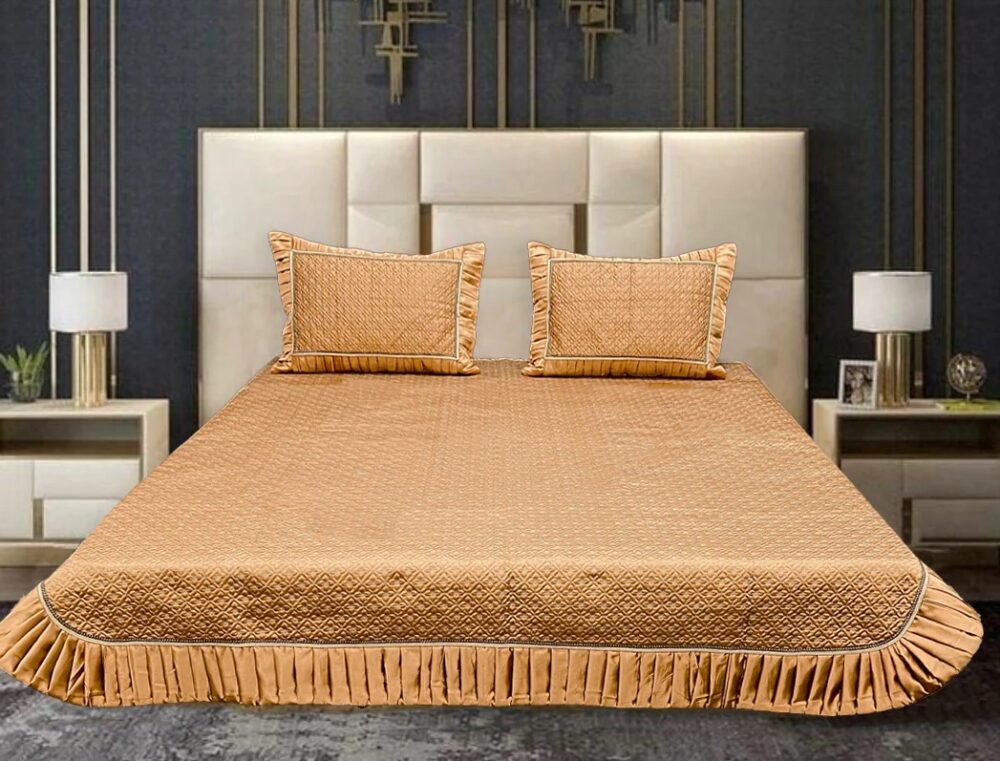 SILK QUILTED PLATED BEDSPREAD Goddy Gold