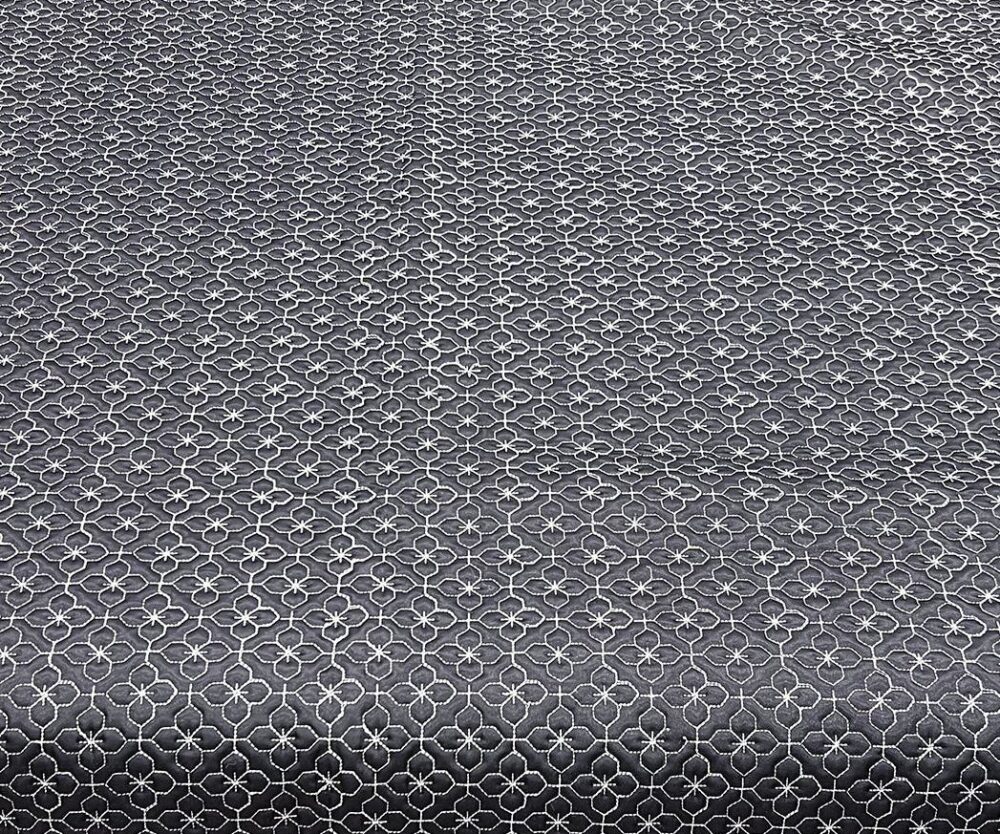 SILK QUILTED PLATED BEDSPREAD Charcoal Black