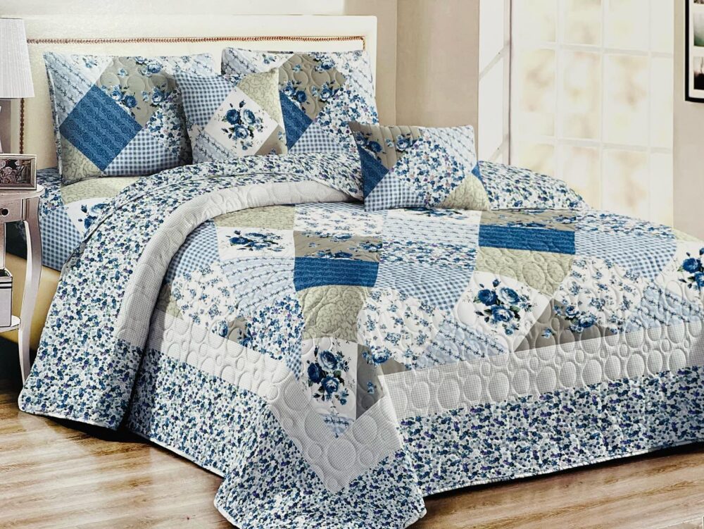 New Quilted Cotton Full Size Bed Sheet 3 Piece