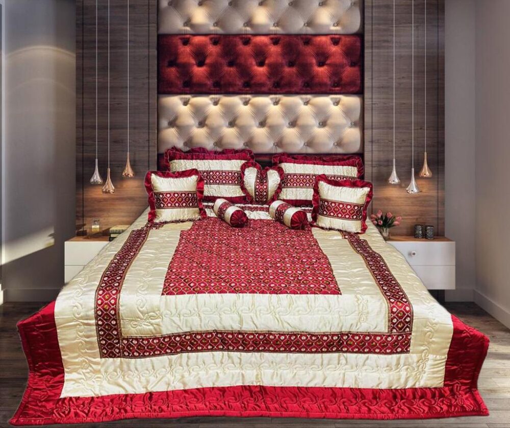 MULBERRY SILK 9 PCS BED SET RED