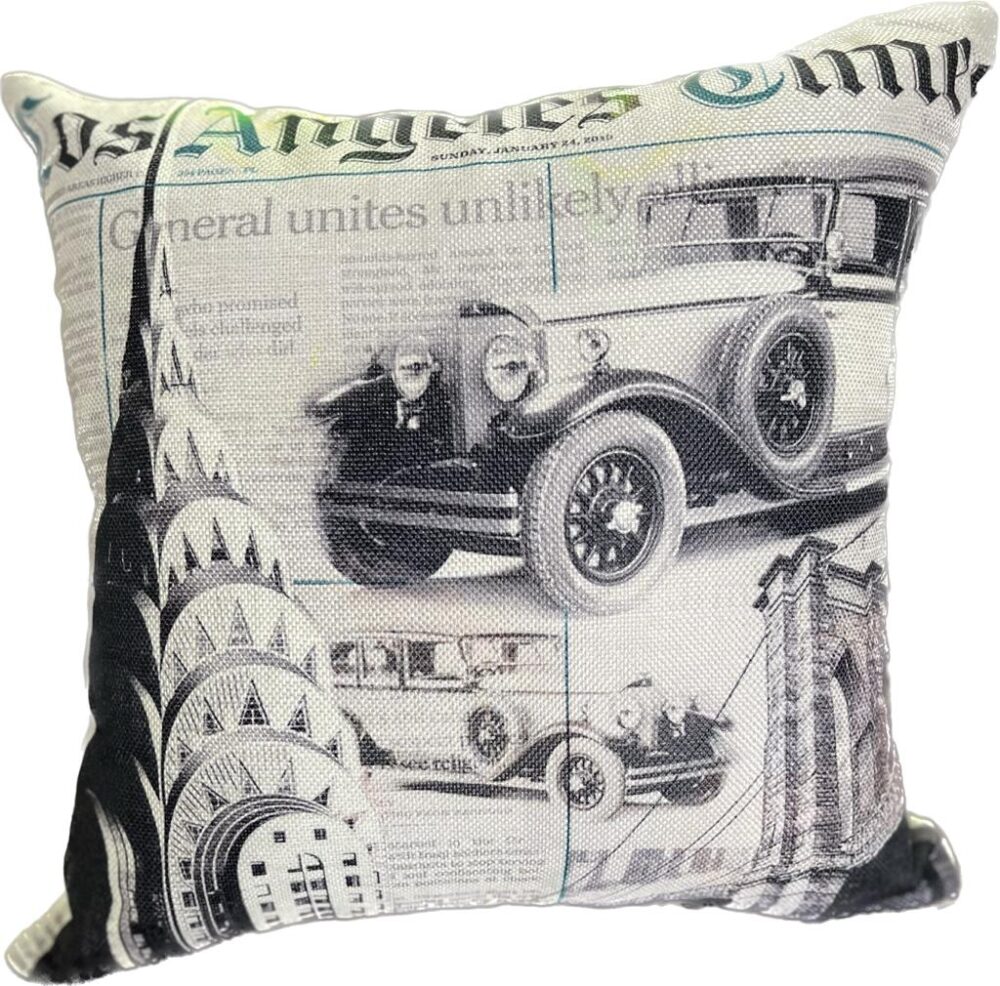 Decorative Throw Pillow Cover Cushion Case, Customized Newspaper Print, Cotton