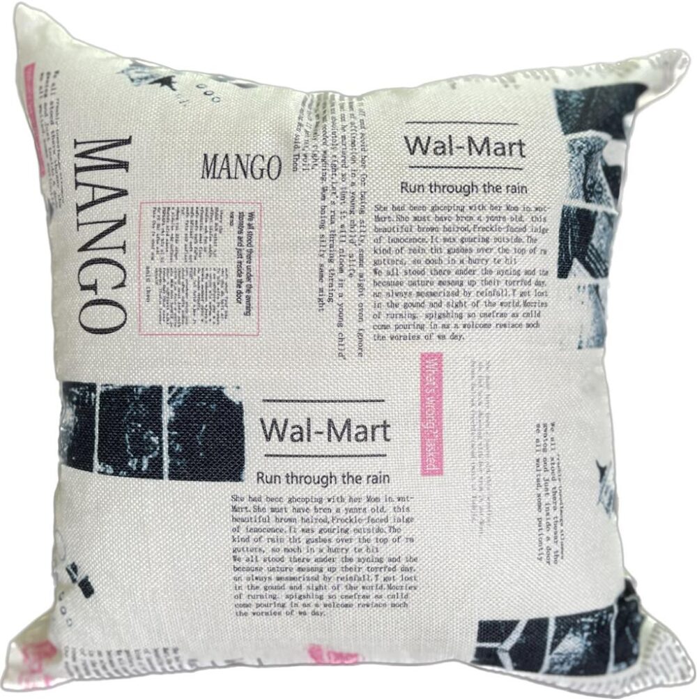 Decorative Throw Pillow Cover Cushion Case, Customized Newspaper Print, Cotton