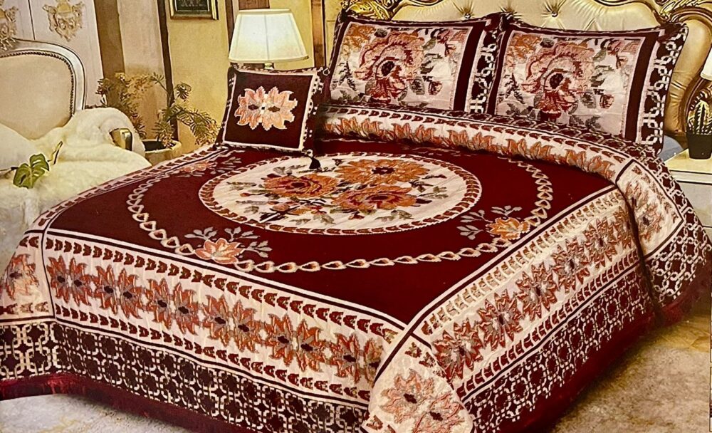 Jacquard Velvet Bed Sheet 4Pcs