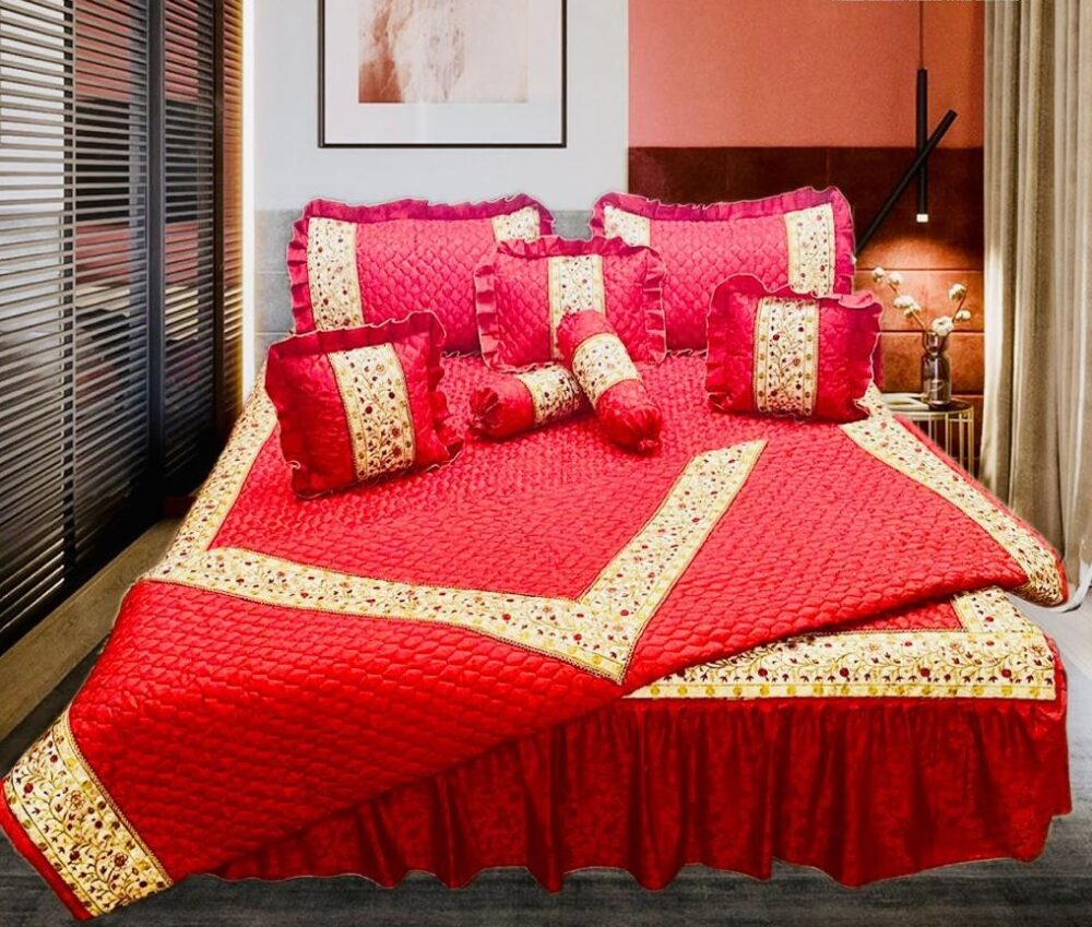 MULBERRY SILK 9 PCS BED SET RED