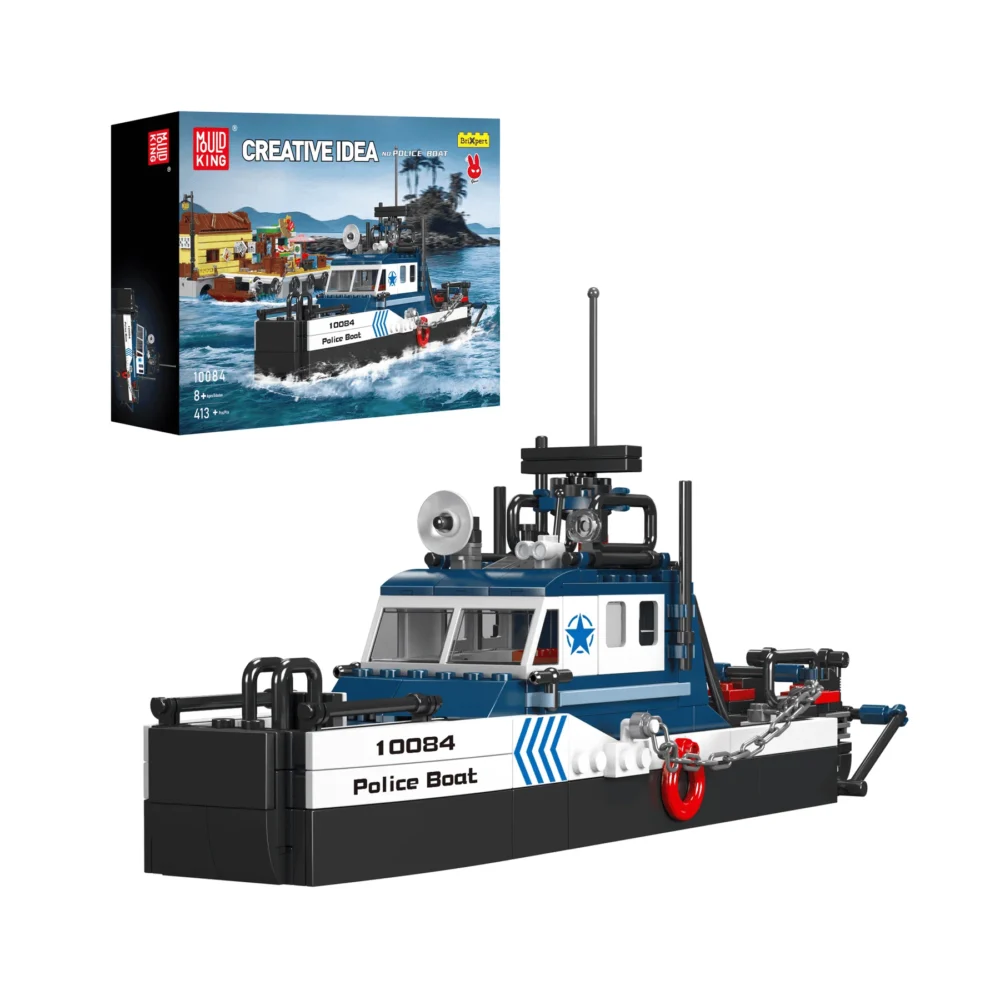 Mould King 10084 Police Boat Building Set | 413 Pcs