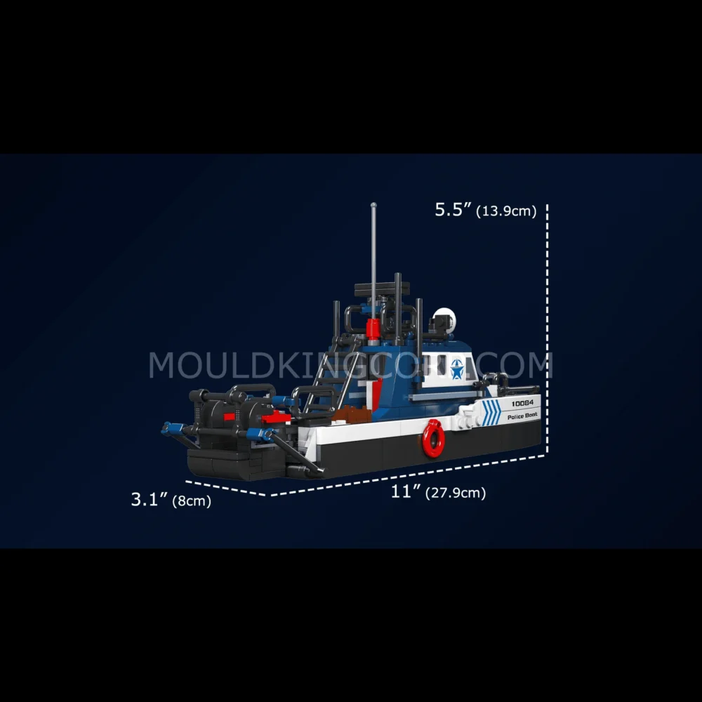 Mould King 10084 Police Boat Building Set | 413 Pcs